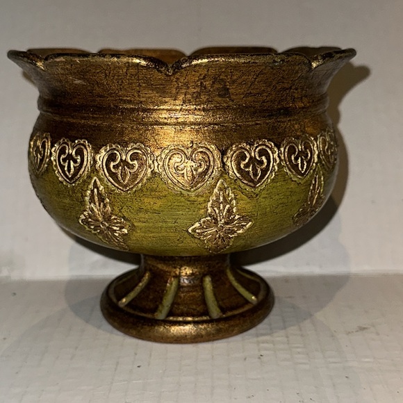 VINTAGE ITALIAN FLORENTINE GOLD GILT POTTERY PLANTER - ITALY - Picture 2 of 8